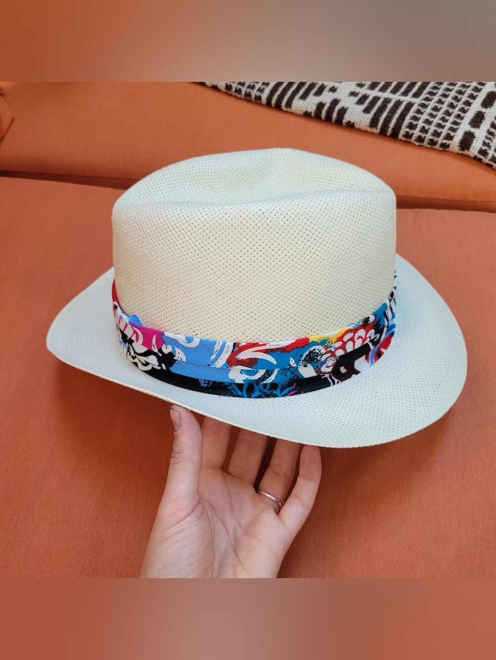 Chi Chi Bollman Fedora Golf Straw Hat Mens Size L/XL Preppy